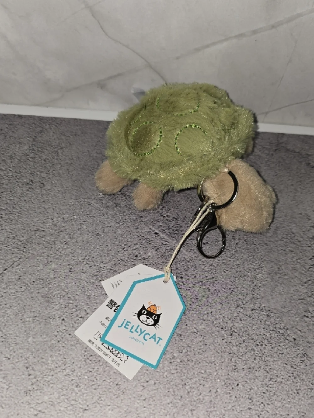 Jellycat Green and Tan Plush Turtle Keychain - Picture 2 of 5